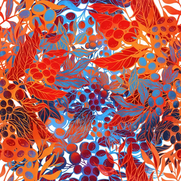 Fantastické Květiny Bezešvé Vzor Digitální Čáry Ručně Kreslený Obrázek Akvarelovou — Stock fotografie