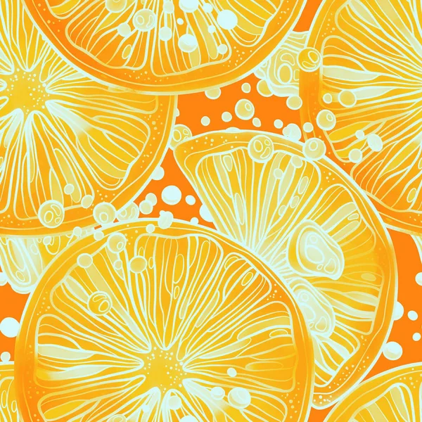 Citrus Cocktail Citrus Sparkling Water Seamless Pattern Digital Lines Hand — Stock Photo, Image