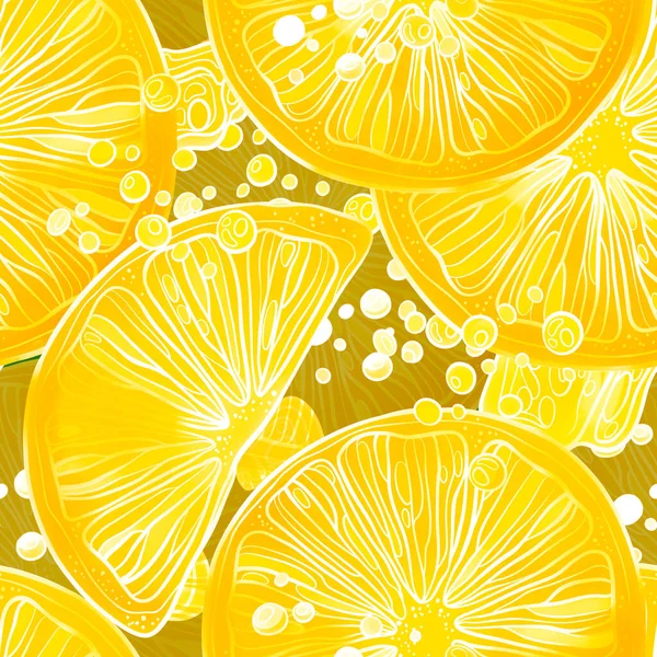 Citrus Koktél Citrusfélékkel Habzóborító Vízzel Zökkenőmentes Mintával Digitális Vonalak Kézzel — Stock Fotó