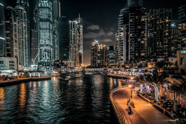 Вид Сучасне Місто Дубая Фотографування Промисловій Обробці Глибоким Контрастом Помаранчевим — стокове фото