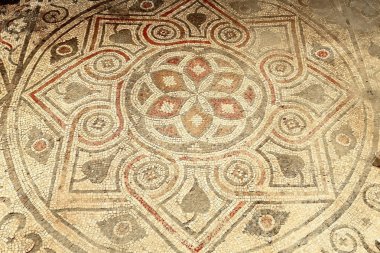 Roman mosaic-floor of the Sebasteion or imperial cult temple built under Emperor Trajan-later reused to construct a Roman basilica church and bishop.s palace. Ruins of Arykanda-Aykiricay-Lycia-Turkey. clipart