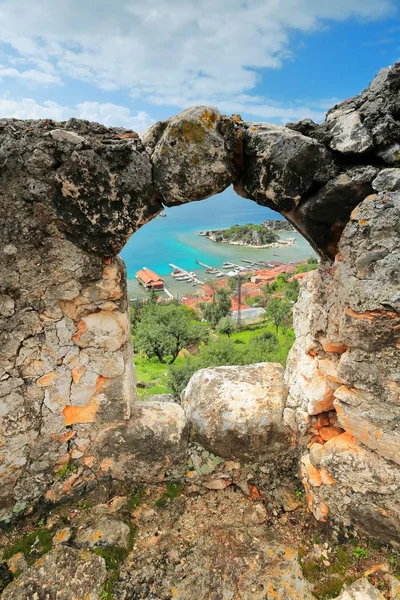 View to the harbor from the castle built by the Knights of Rhodes upon Roman foundations atop the port of Kalekoy-Castle Village on the site of the ancient city of Simena. Antalya prov.-Lycia-Turkey.