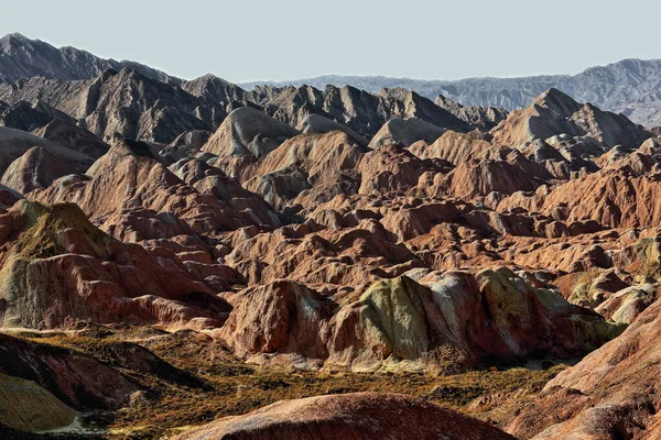 Spectaculaire Coloré Rouillé Grès Siltstone Reliefs Zhangye Danxia Red Cloud — Photo