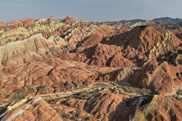 Espectacular Colorido Arenisca Oxidada Formas Losa Zhangye Danxia Red Cloud — Foto de Stock