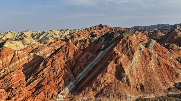 Espectacular Colorido Arenisca Oxidada Formas Losa Zhangye Danxia Red Cloud — Foto de Stock