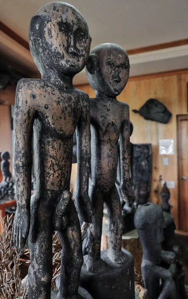 菲律宾巴瑙 2016年10月6日 科迪勒兰雕塑博物馆展示科迪勒拉地区的民族和文化艺术 两对布谷神或粮仓神像 Ifugao省 — 图库照片