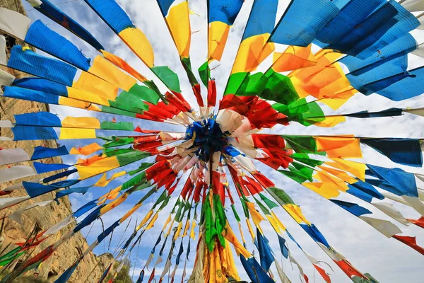 Prayer Flag Tent Foot Thirtythree Heaven Grottoes Puguang Temple Mati — Stock Photo, Image