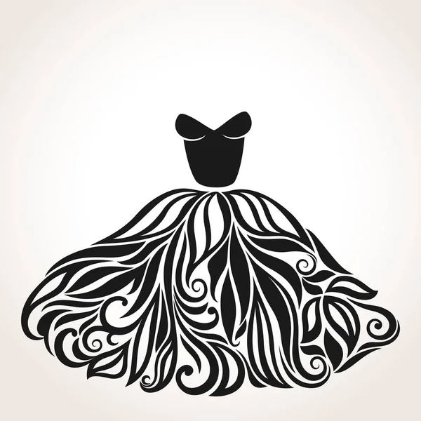 Elegante Silueta Vectorial Vestido Trasero Hermoso Aislado Icono Vestido — Vector de stock