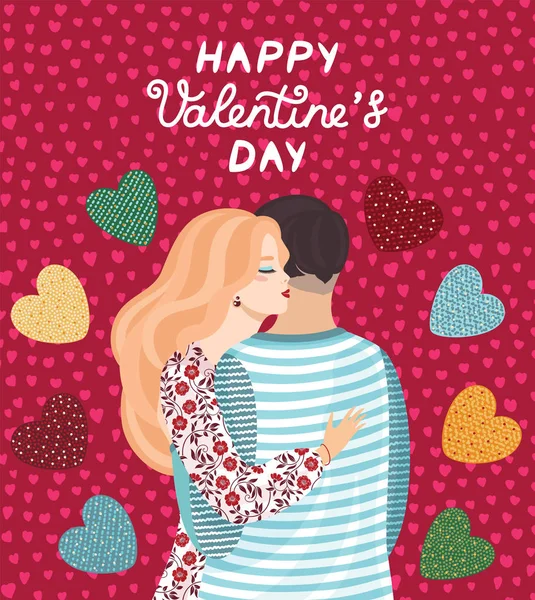 Koncepce designu vektor pro Valentines den. Vektorové ilustrace pár v lásce, roztomilý plakáty, valentines den pozdravy. — Stockový vektor