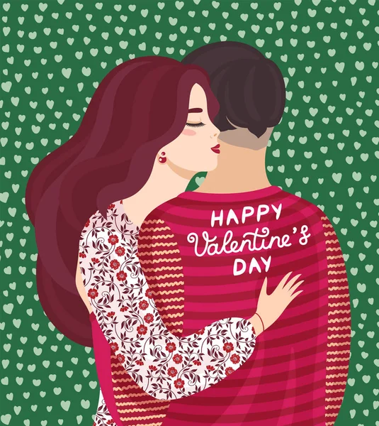 バレンタインの日のベクター デザインのコンセプト。愛、かわいいポスター、バレンタインの日の挨拶でカップルのベクトル イラスト. — ストックベクタ