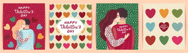Conjunto romántico de ilustraciones lindas. Concepto de diseño vectorial para el Día de San Valentín . — Archivo Imágenes Vectoriales