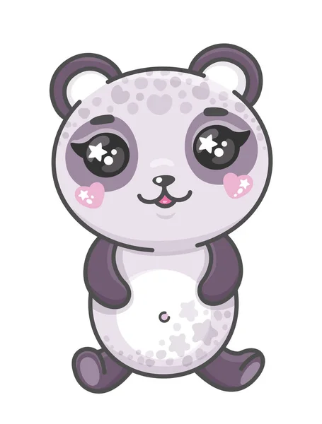 Niedlichen Panda Cartoon Vektor Illustration. Lächeln Baby-Panda im Kawaii-Stil isoliert auf weißem Hintergrund. — Stockvektor