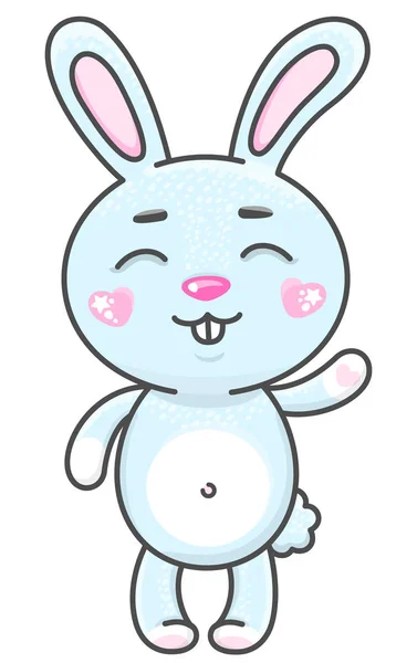 Bonito coelho desenho animado ilustração vetorial. Sorrindo bebê coelho animal no estilo kawaii isolado no fundo branco . — Vetor de Stock
