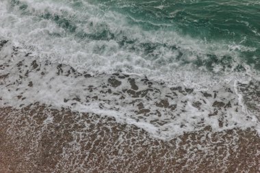 deniz dalgalarının köpük, Etretat, Normandy, Fransa ile havadan görünümü
