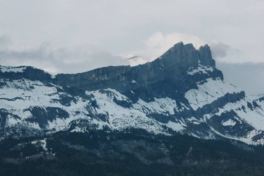 majestic scenic snow-capped mountains and cloudy sky, mont blanc, alps clipart