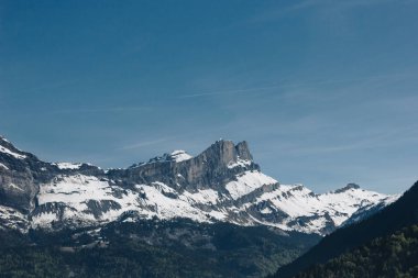 güneşli gün, mont blanc, Alpler görkemli Dağları ile güzel manzara