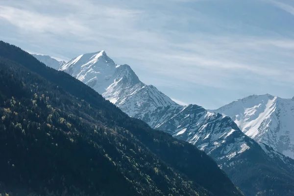 scenic view of majestic mountain peaks at sunny day, mont blanc, alps