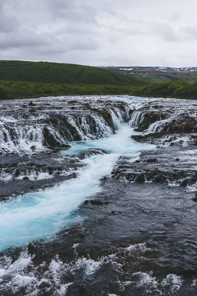 Légi Felvétel Gyönyörű Bruarfoss Vízesés Bruara Folyó Izland — Stock Fotó