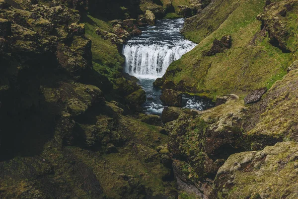 scenic view of beautiful Skoga river canyon in Iceland 