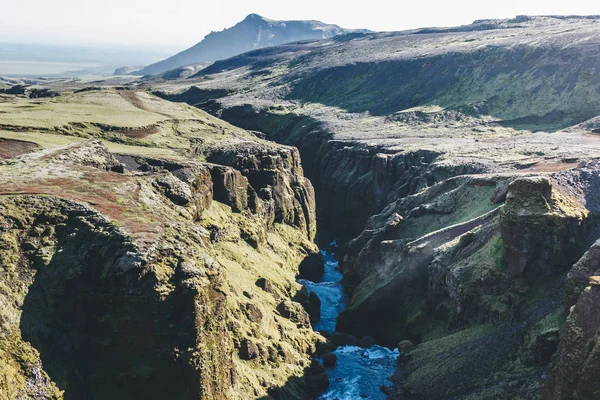 Letecký Pohled Krásné Puzzle Skoga River Canyon Islandu — Stock fotografie