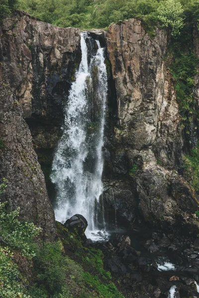 Letecký Pohled Krásného Vodopádu Národním Parku Skaftafell Islandu — Stock fotografie