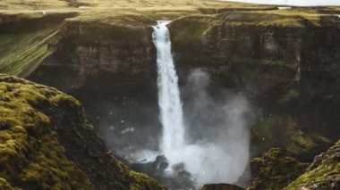 güzel Haifoss şelale, İzlanda Hava görüntüleri
