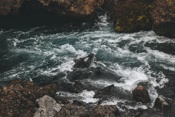 High angle view of beautiful mountain river flowing through highlands in Iceland — Stock Photo