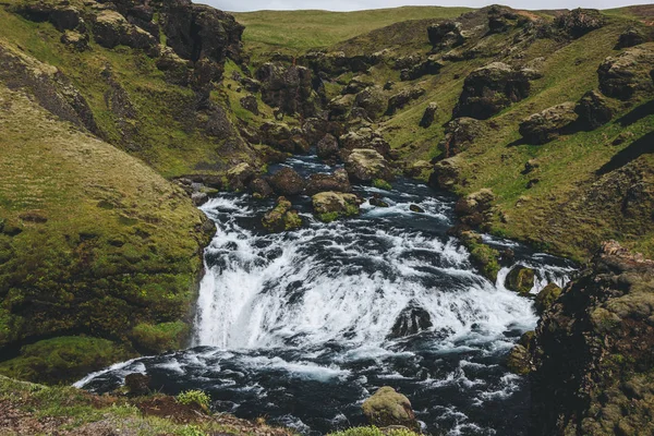 Malerischer Blick auf die Schlucht des Flusses skoga in Island — Stockfoto
