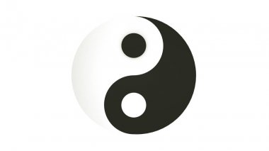 Yin ve Yang sembolü izole edilmiş. 3d render