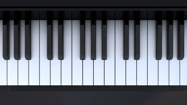 Klaviertasten von oben betrachtet. 3D-Illustration. — Stockfoto