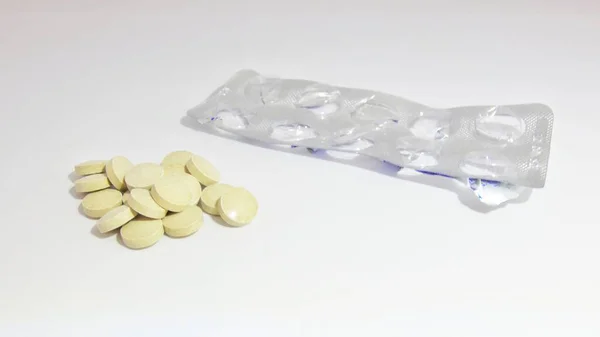 Pillole Uno Sfondo Bianco — Foto Stock