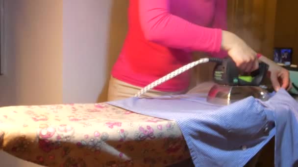 Professional Ironing Clothe Domestic — Stock Video