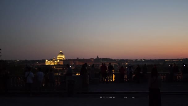 Nuit Silencieuse Villa Borghese Sur Une Ville Nuit — Video