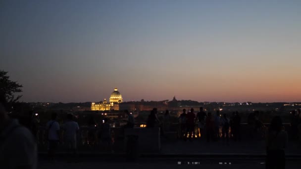Gece Şehirde Villa Borghese Sessiz — Stok video