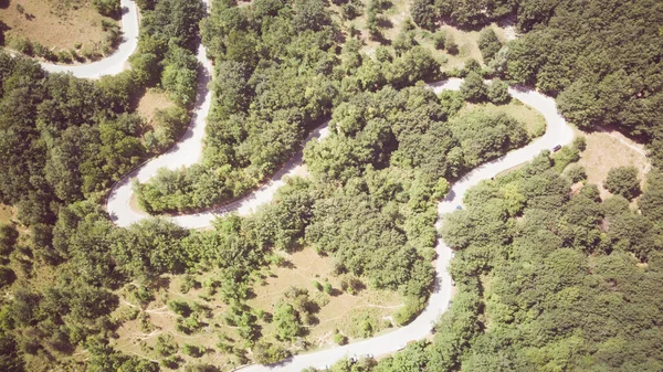 Footage Roll Aerial View Drone Flying Landscape Serpentine Winding Road — Stock Photo, Image