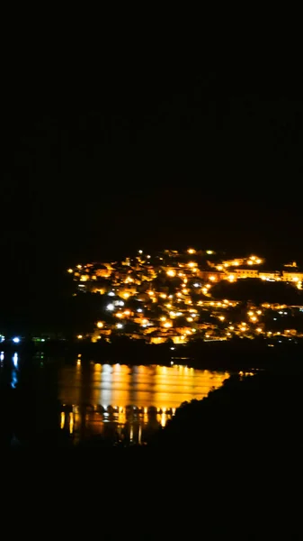 Vista Noturna Aldeia Barrea Dentro Parque Nacional Abruzzo Lazio Molise — Fotografia de Stock