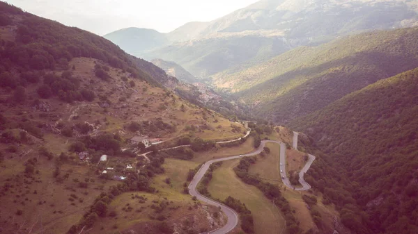 Vista Drone Estrada Montanha Abruzzo Itália — Fotografia de Stock