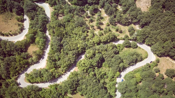 Vista Drone Estrada Município Villalago Província Aquila Abruzzo Itália — Fotografia de Stock