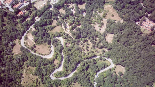 Vista Drone Estrada Município Villalago Província Aquila Abruzzo Itália — Fotografia de Stock