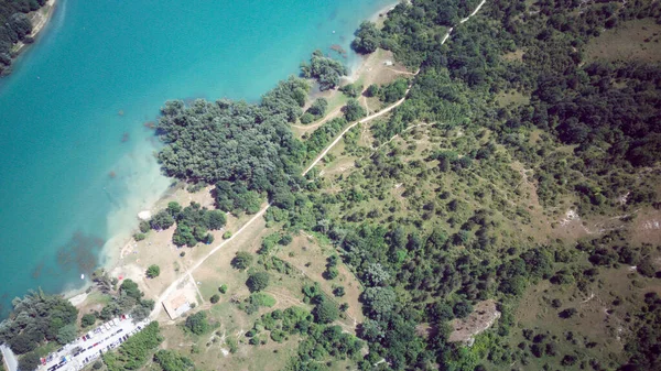 Vista Desde Dron Lago Barrea Abruzos Italia — Foto de Stock