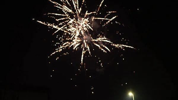 Orange Blurred Firework Lights Black Sky Background Concept New Year — Stock Photo, Image