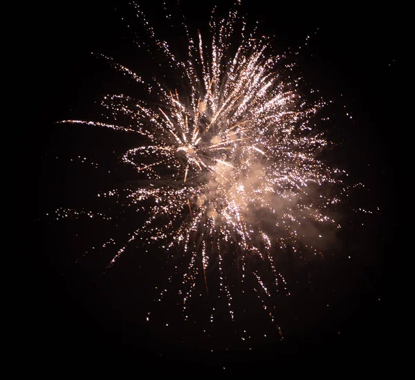 Orange Suddig Fyrverkeri Ljus Svart Himmel Bakgrund Begreppet Nyår Och — Stockfoto