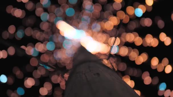 Bokeh brilhante com luzes. Celebração de Ano Novo. círculos multicoloridos. — Vídeo de Stock