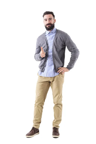 Sorrindo Elegante Barbudo Moderno Homem Negócios Apontando Dedo Para Você — Fotografia de Stock