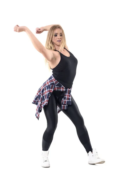Ενεργητικός Τζαζ Χορού Γυναικείος Χορός Εκπαιδευτή Αιώρησης Χέρια Πίσω Από — Φωτογραφία Αρχείου