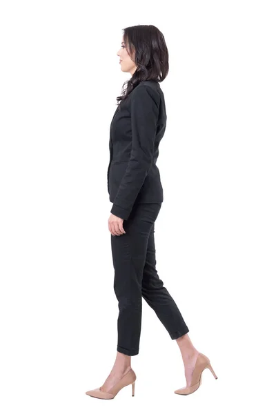 Profile View Elegant Business Woman Suit Stepping Forward Full Body Royalty Free Stock Images