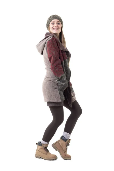 Excited Young Eager Stylish Woman Anticipating Good News Smiling Camera — Stock Photo, Image