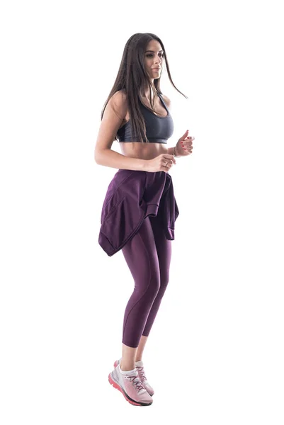 Vue Latérale Jeune Femme Forme Jogging Pantalon Yoga Débardeur Corps — Photo