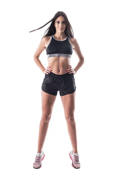 Сексуальная Привлекательная Женщина Фитнес Модель Спортивной Одежде Стоящая Ногах Демонстрирующая — стоковое фото