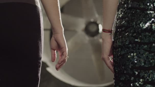 爱的同性夫妇手牵手在户外 — 图库视频影像